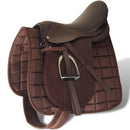sadelsæt til heste 5-i-117,5" ægte læder brun 18 cm