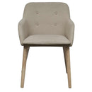 spisebordsstole 2 stk. beige stof massivt egetræ
