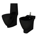 toilet- og bidetsæt sort keramik