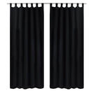 Gardiner i mikro-satin med løkker 2 stk. 140 x 225 cm sort
