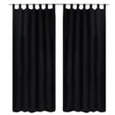 Gardiner i mikro-satin med løkker 2 stk. 140 x 245 cm sort