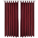 Gardiner i mikro-satin med løkker 2 stk. 140 x 225 cm bordeaux-rød