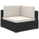 haveloungesæt 6 dele med hynder polyrattan sort