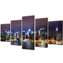 Kanvasbilledsæt  New York skyline farverigt 200 x 100 cm
