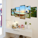 Kanvasbilledsæt sandstrand med hængekøje 100 x 50 cm