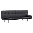 sovesofa med to puder justérbar kunstlæder sort