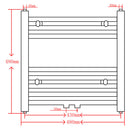 håndklæderadiator 480x480 mm centralvarme lige sort