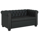 2-personers Chesterfield sofa kunstlæder sort