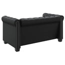 2-personers Chesterfield sofa kunstlæder sort