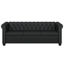 3-personers Chesterfield sofa kunstlæder sort