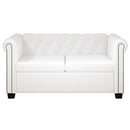 2-personers Chesterfield sofa kunstlæder hvid