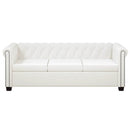 3-personers Chesterfield sofa kunstlæder hvid