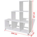 trappeformet bogreol/displayhylde 107 cm hvid