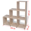 trappeformet bogreol/displayhylde 107 cm egetræsfarve