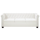 2-personers og 3-personers Chesterfield sofaer kunstlæder hvid