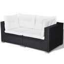 loungesæt til haven 5 dele med hynder polyrattan sort