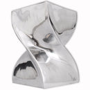 taburet/sidebord snoet form aluminium sølvfarvet
