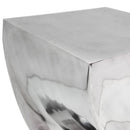 taburet/sidebord snoet form aluminium sølvfarvet