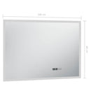 LED-spejl med berøringssensor og tidsdisplay 100x60 cm