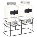 drikkevaredispensersæt 2 stk. med stativ 2 x 4 l glas