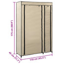 foldbart klædeskab 110 x 45 x 175 cm stof cremefarvet