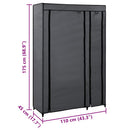 foldbart klædeskab 110 x 45 x 175 cm stof grå