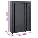 foldbart klædeskab 110 x 45 x 175 cm stof grå