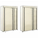foldbare klædeskabe 2 stk. 110 x 45 x 175 cm stof cremefarvet
