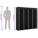 klædeskab med 4 rum 175 x 45 x 170 cm sort