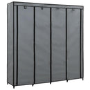 klædeskab med 4 rum 175 x 45 x 170 cm grå