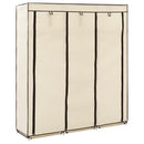 klædeskab med rum og tøjstænger 150 x 45 x 175 cm stof creme