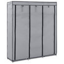 klædeskab med rum og tøjstænger 150 x 45 x 175 cm stof grå
