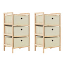 opbevaringsstativer med 3 stofkurve 2 stk. cedertræ beige