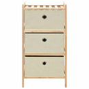 opbevaringsstativer med 3 stofkurve 2 stk. cedertræ beige