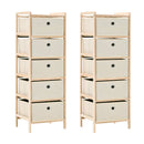 opbevaringsstativer med 5 stofkurve 2 stk. cedertræ beige