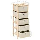 opbevaringsstativer med 5 stofkurve 2 stk. cedertræ beige