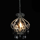loftlampe med perler rund E14 hvid