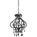 loftlampe med perler rund E14 sort