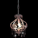loftlampe med perler rund E14 pink