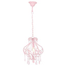 loftlampe med perler rund E14 pink