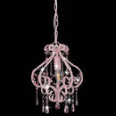 loftlampe med perler rund E14 pink