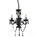 lysekrone med perler rund 3 x E14 sort