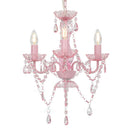 lysekrone med perler rund 3 x E14 pink