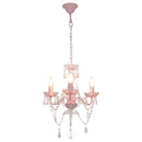 lysekrone med perler rund 3 x E14 pink