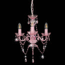 lysekrone med perler rund 3 x E14 pink