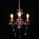 lysekrone med perler rund 3 x E14 pink