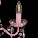 lysekrone med perler rund 3 x E14 pink