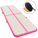 oppustelig gymnastikmåtte med pumpe 700 x 100 x 10 cm PVC Pink