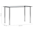 spisebord 120x60x75 cm hærdet glas sort og gennemsigtig