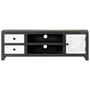 tv-bord 120x30x40 cm håndskåret massivt mangotræ grå og hvid